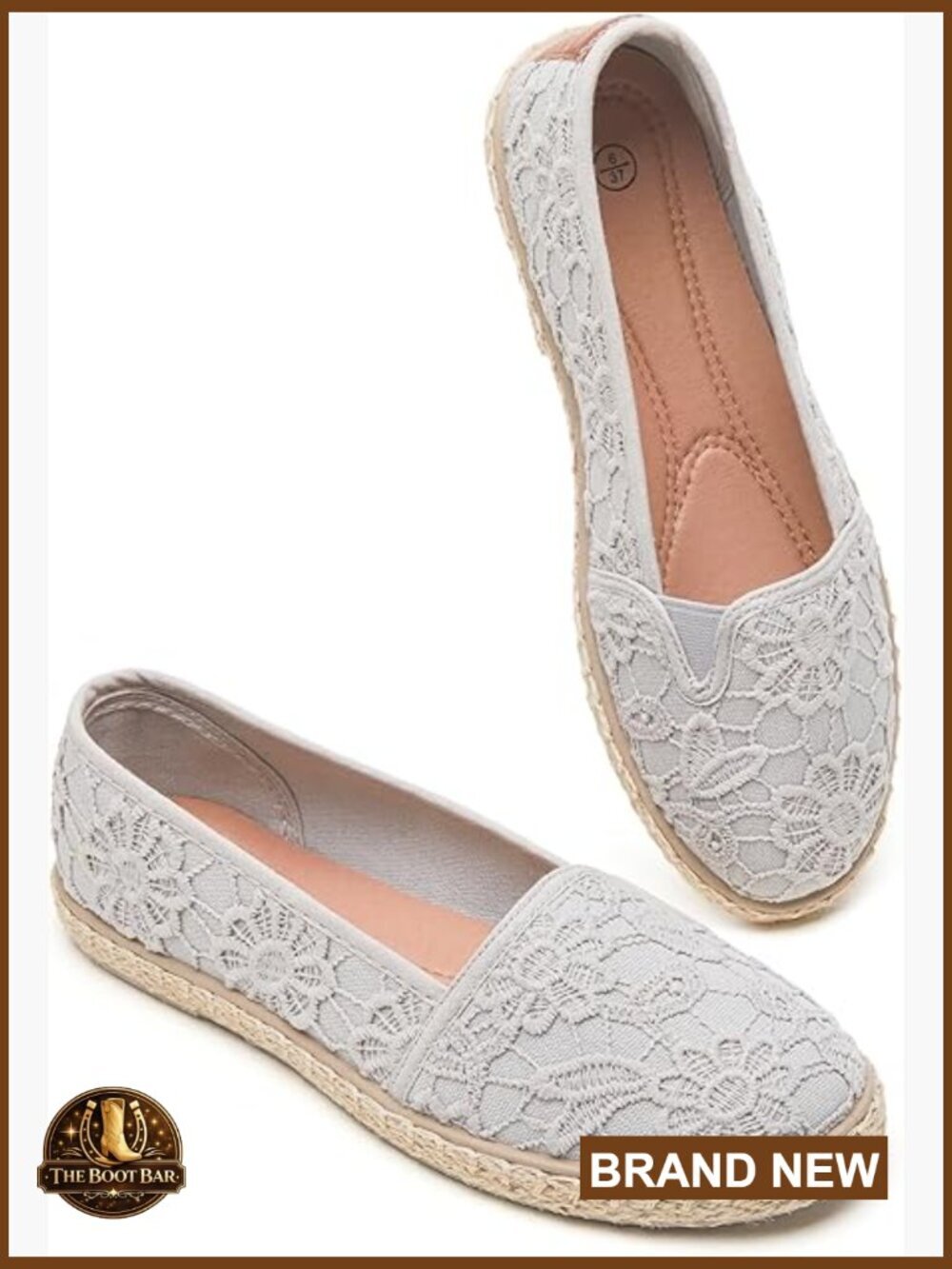 Women's Flats with Flower Embroidered Lace, Memory Foam Insole, Foldable Design
